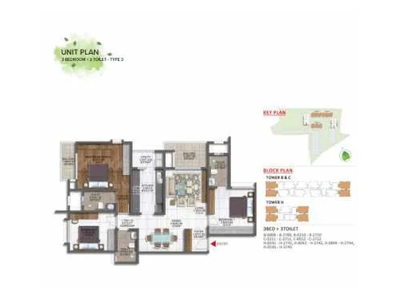 Birla Taranya Airoli 2 BHK Floor Plan (742 - 763 Sq.ft)