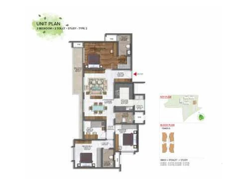 Birla Taranya Airoli 2 BHK Luxury Floor Plan (887 Sq.ft)