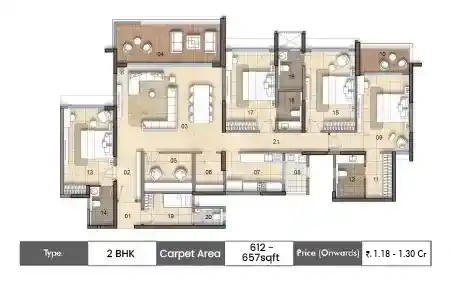 Godrej City Panvel 2 BHK Floor Plan Layout