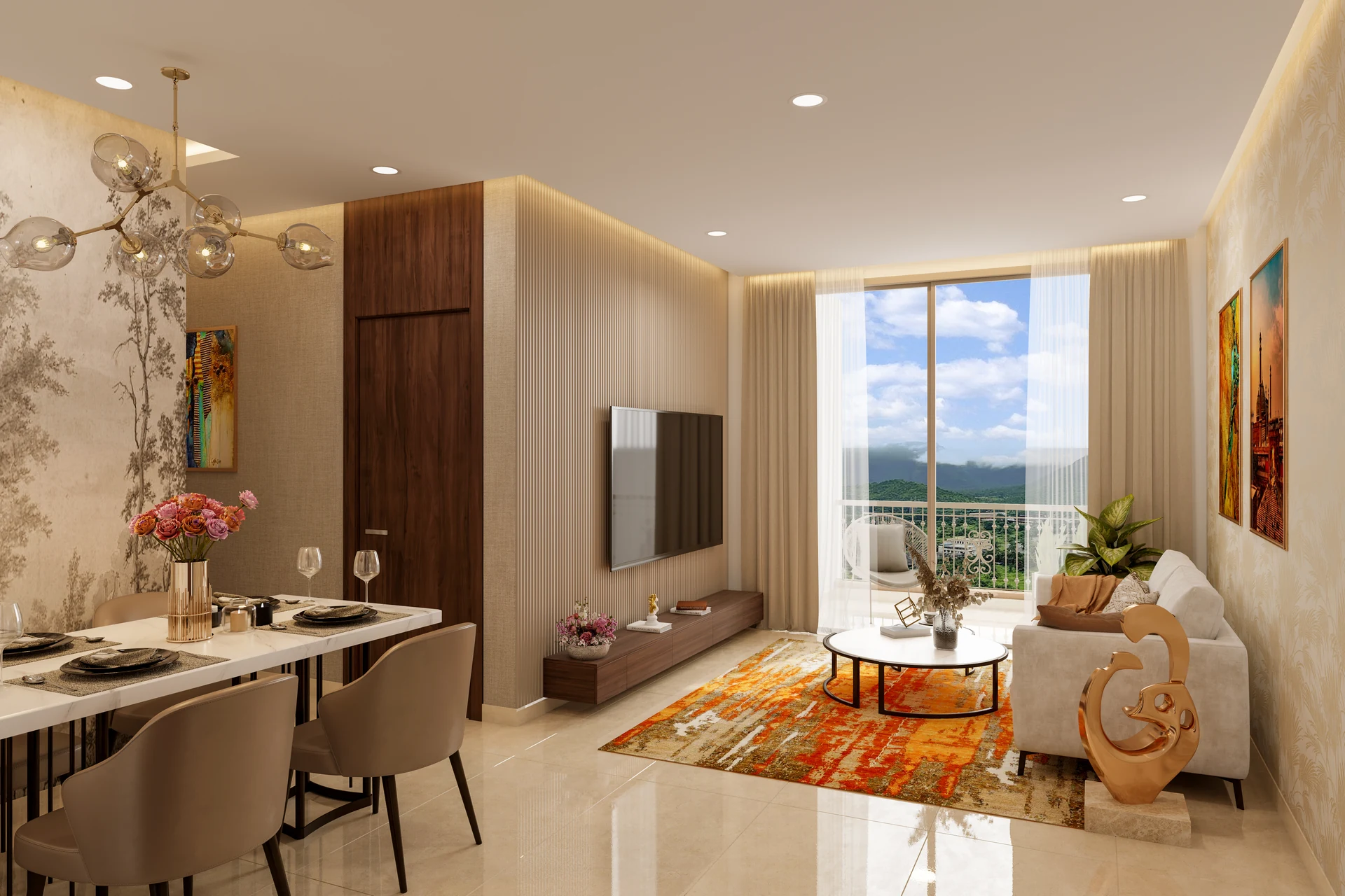 Hiranandani Fortune City Panvel 2 BHK Sample Flat Living Room Interior