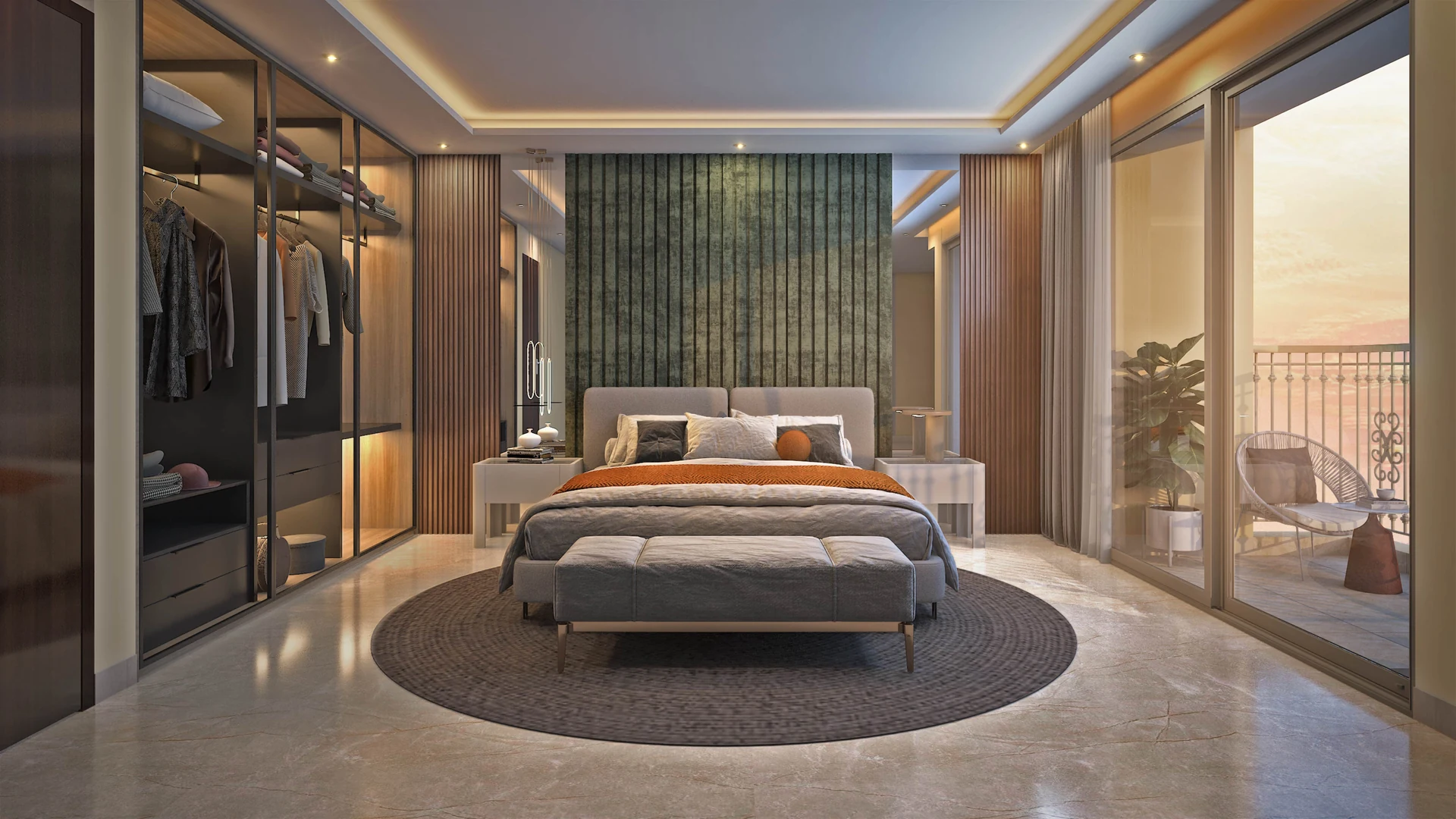 Hiranandani Fortune City Panvel 2 BHK Sample Flat Master Bedroom Interior