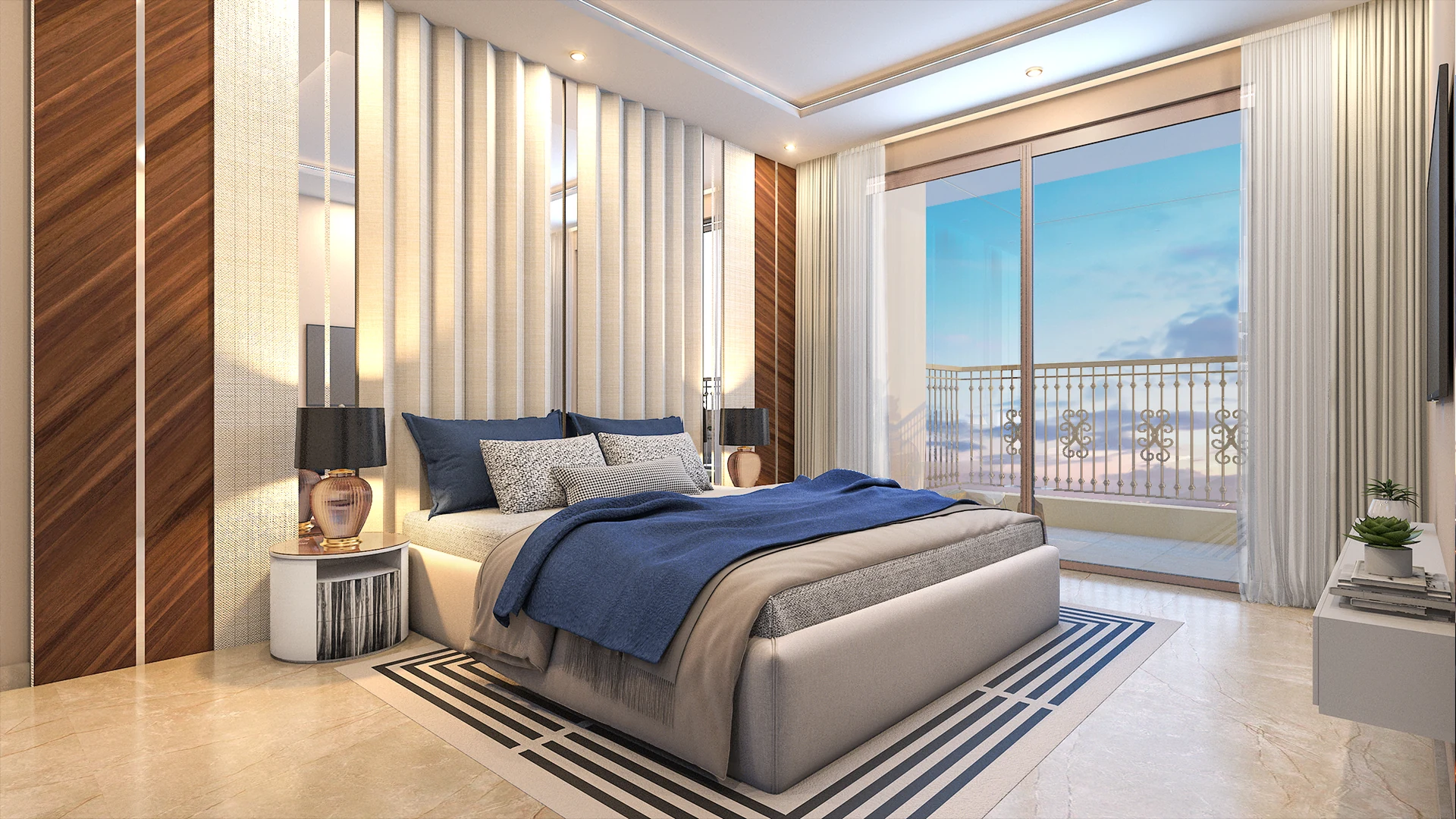 Hiranandani Fortune City Panvel 3 BHK Sample Flat Master Bedroom