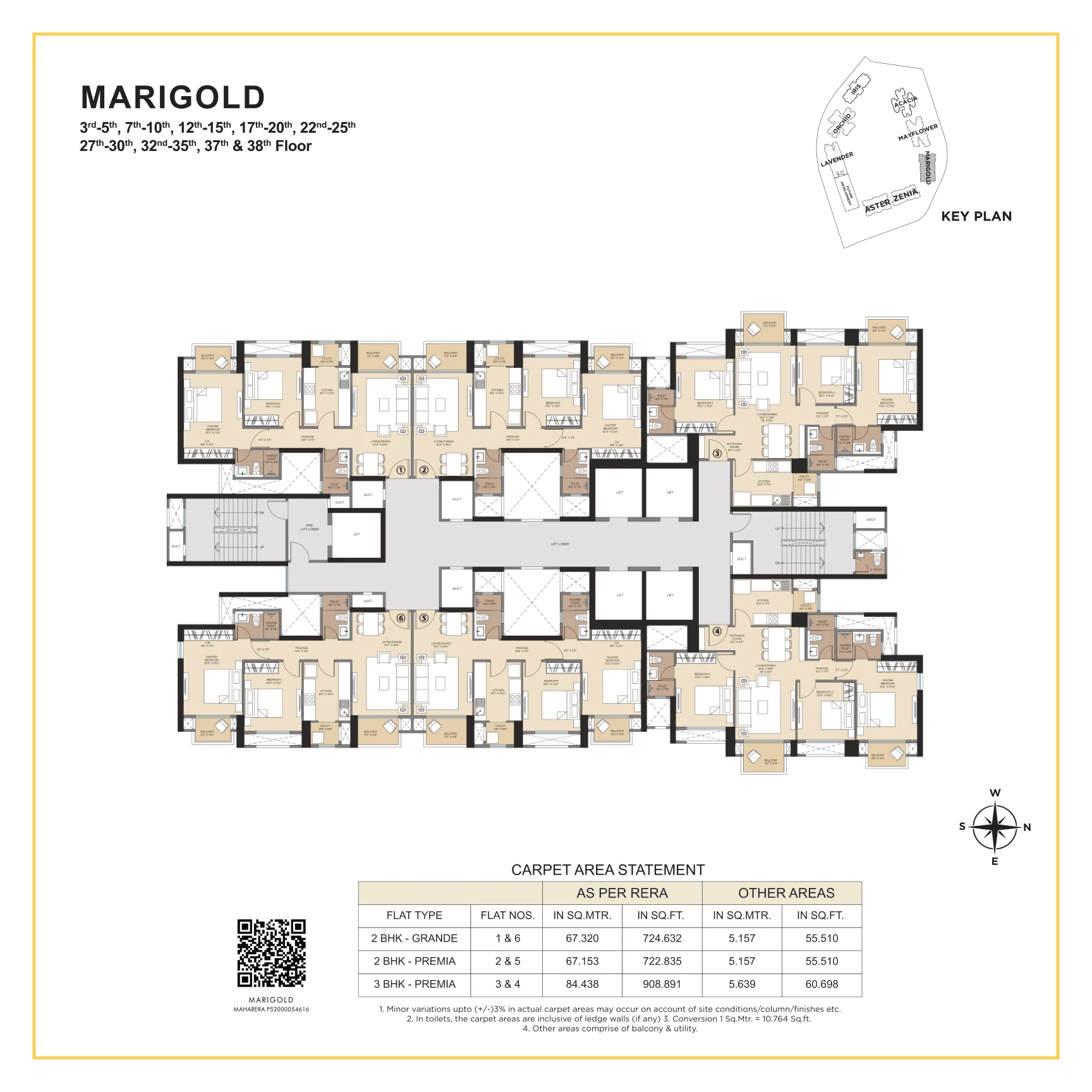 Hiranandani Fortune City Marigold Typical Floor Plan Layout