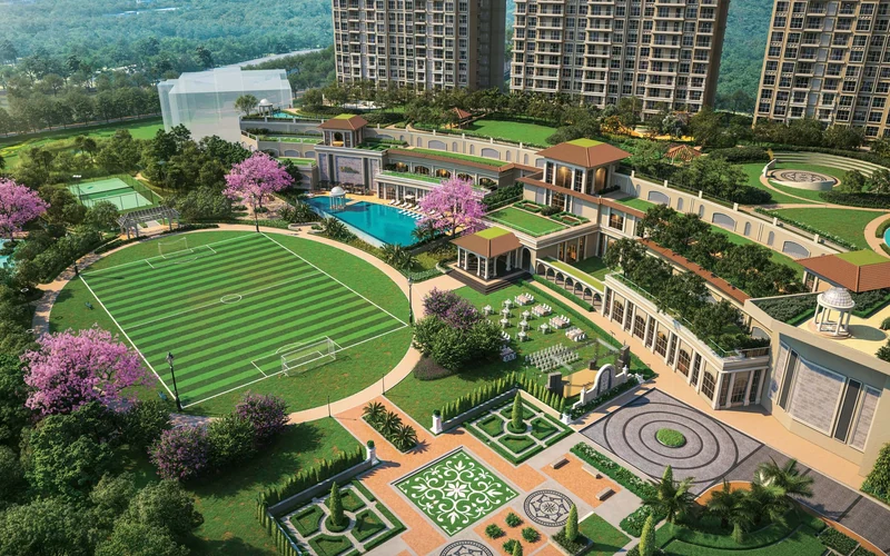 L&T Crestoria Panvel 3 BHK Luxuria Sample Flat Living Room Interior