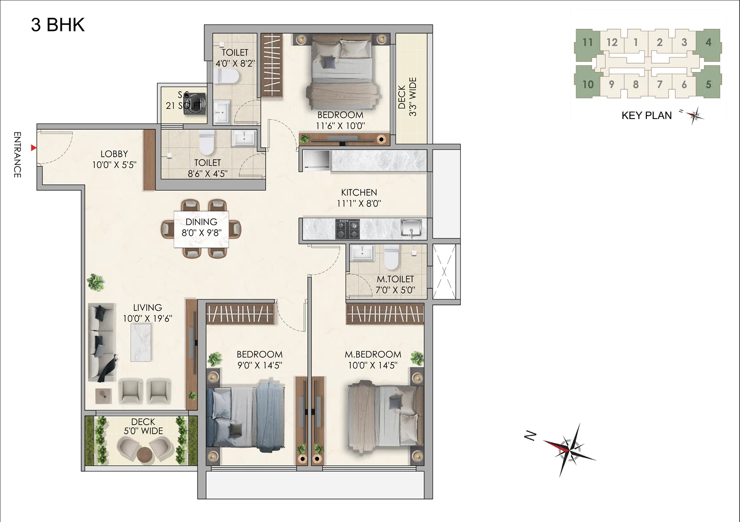 Pioneer The View 3 BHK Floor Plan