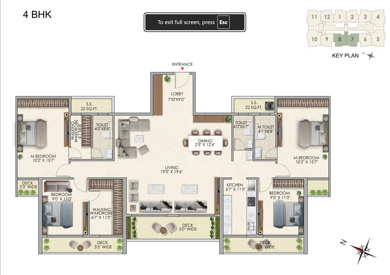 Pioneer The View 4 BHK Floor Plan