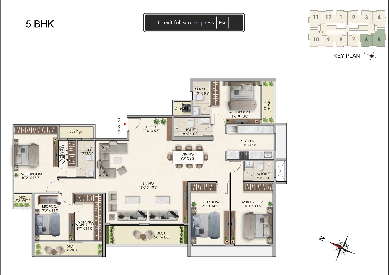 Pioneer The View 5 BHK Floor Plan