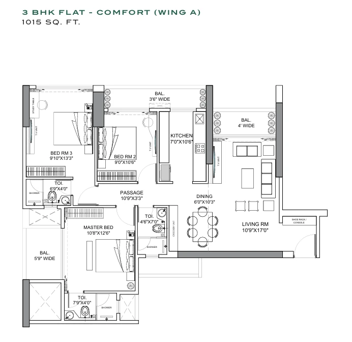 Sai Codename Green Gold Nerul - 3 BHK Floor Plan