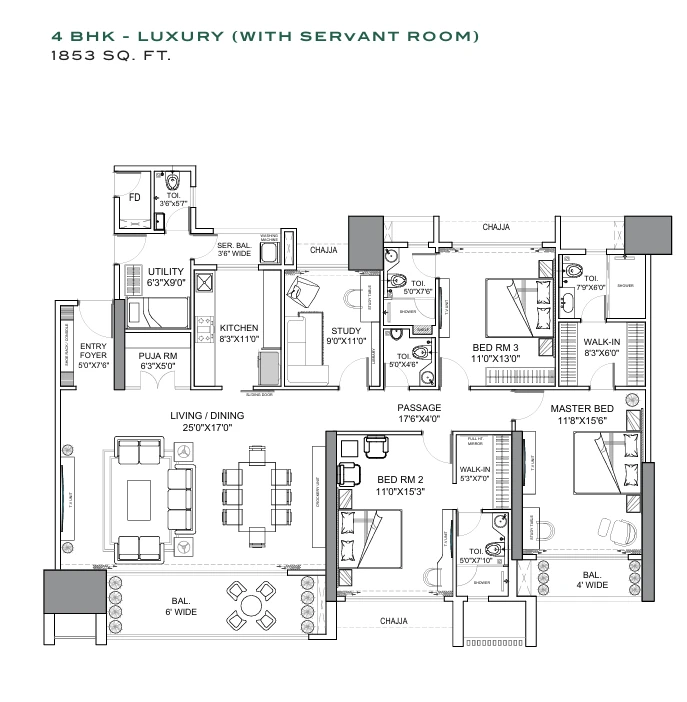 Sai Codename Green Gold Nerul - 4 BHK Floor Plan
