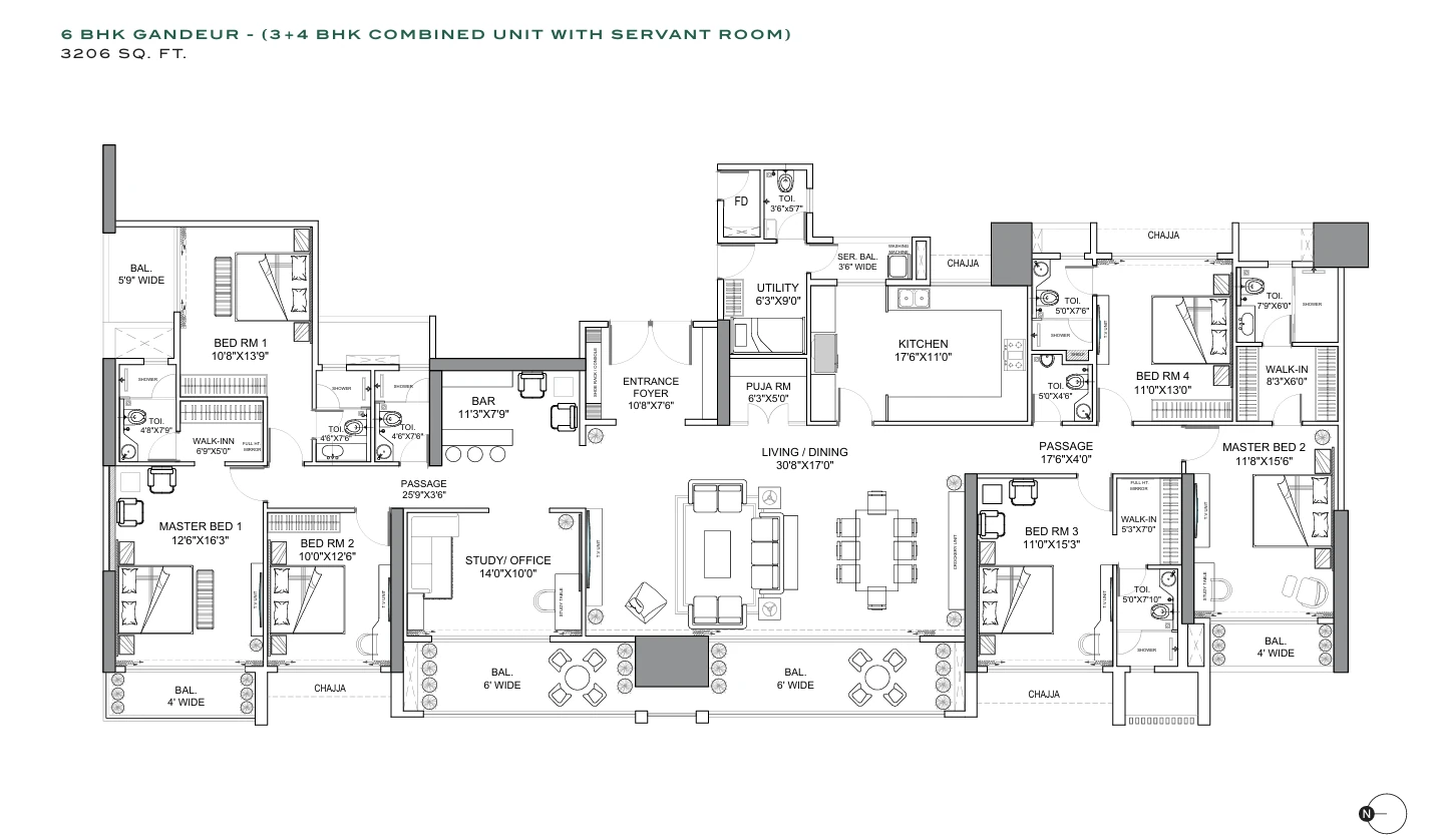 Sai Codename Green Gold Nerul - 6 BHK Floor Plan