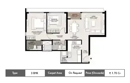 Satyam Metro Waterfalls 3 BHK Floor Plan