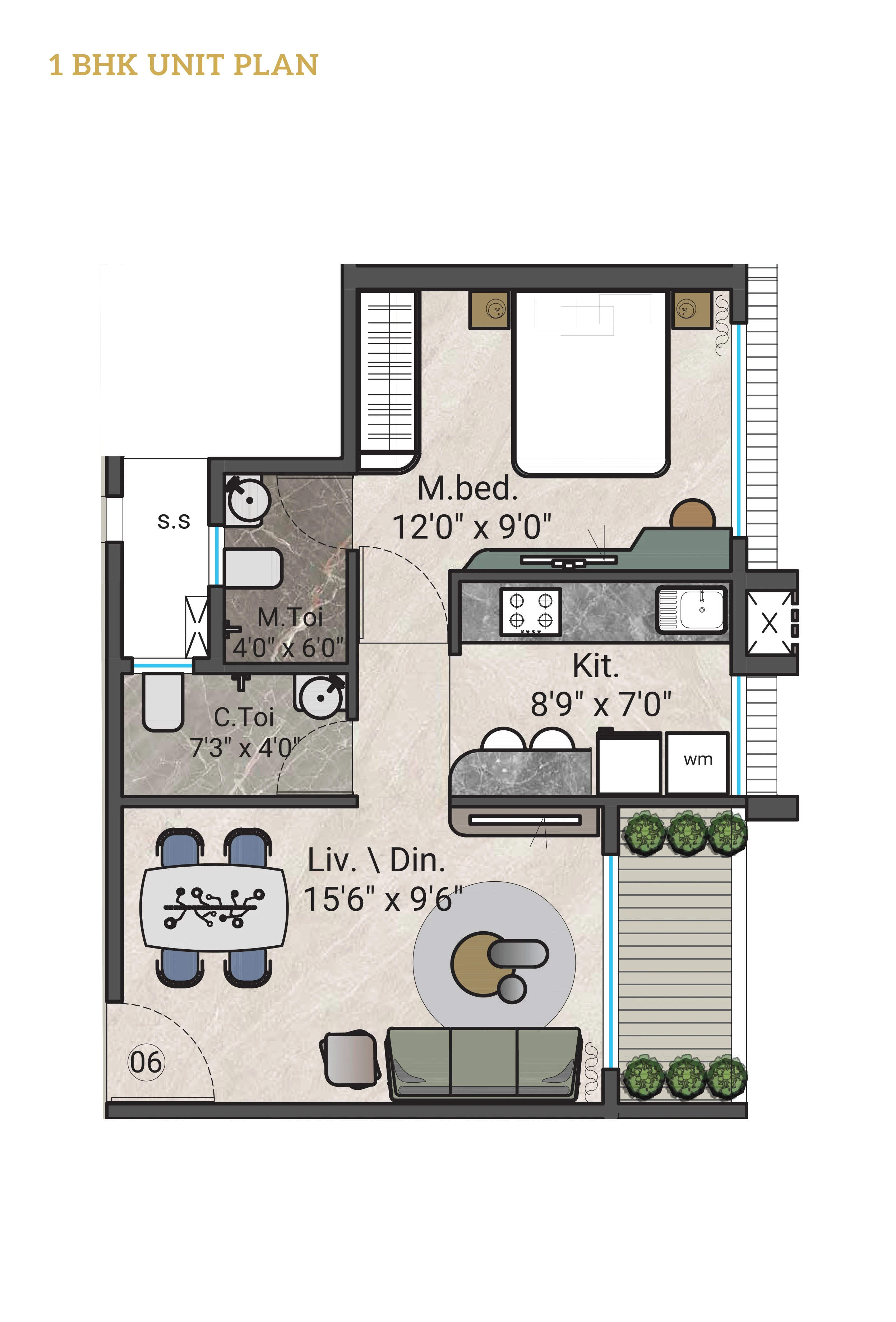 Siddhivinayak Signature City 1 BHK Unit Plan