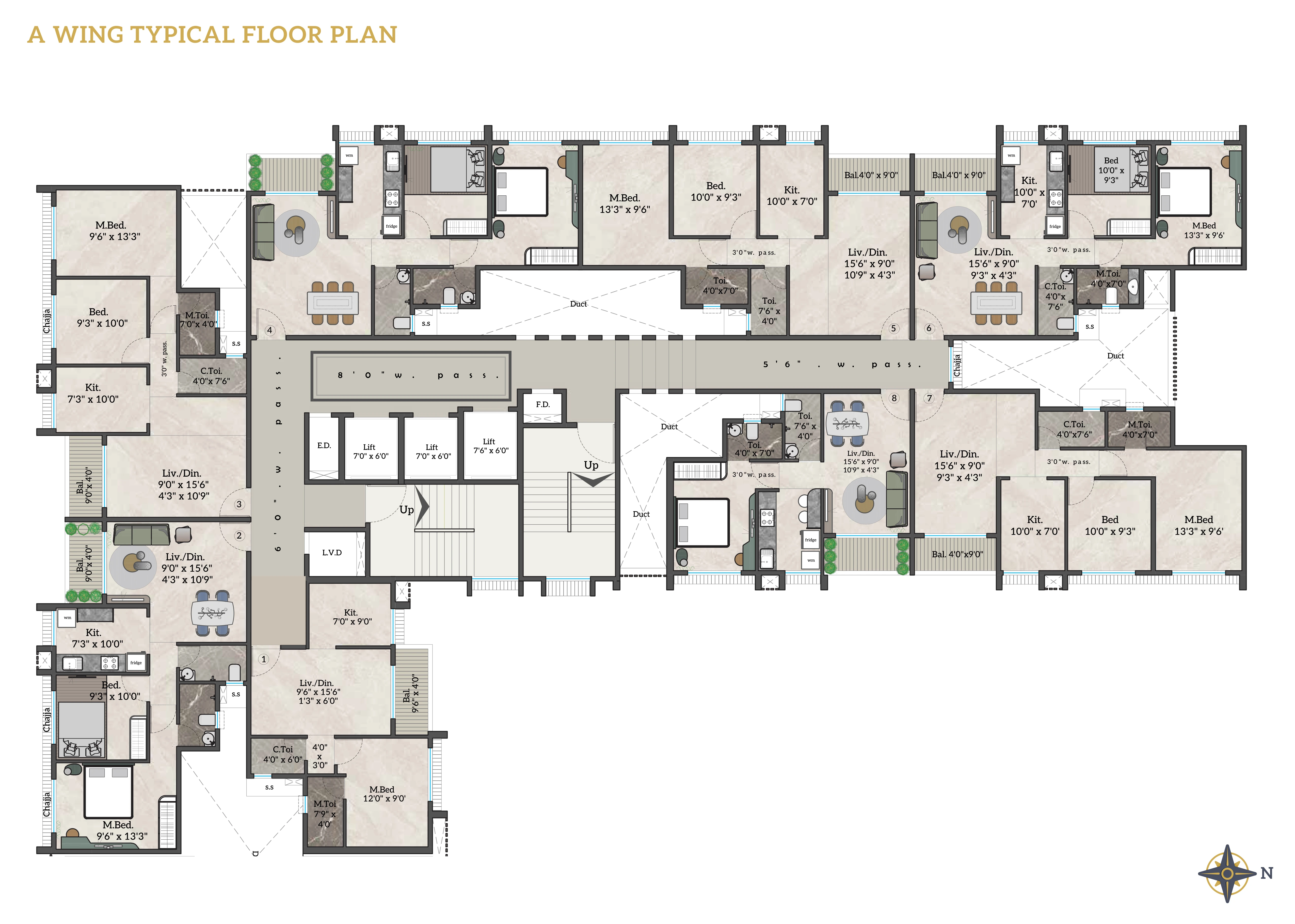 Siddhivinayak Signature City A Wing Typical Floor Plan