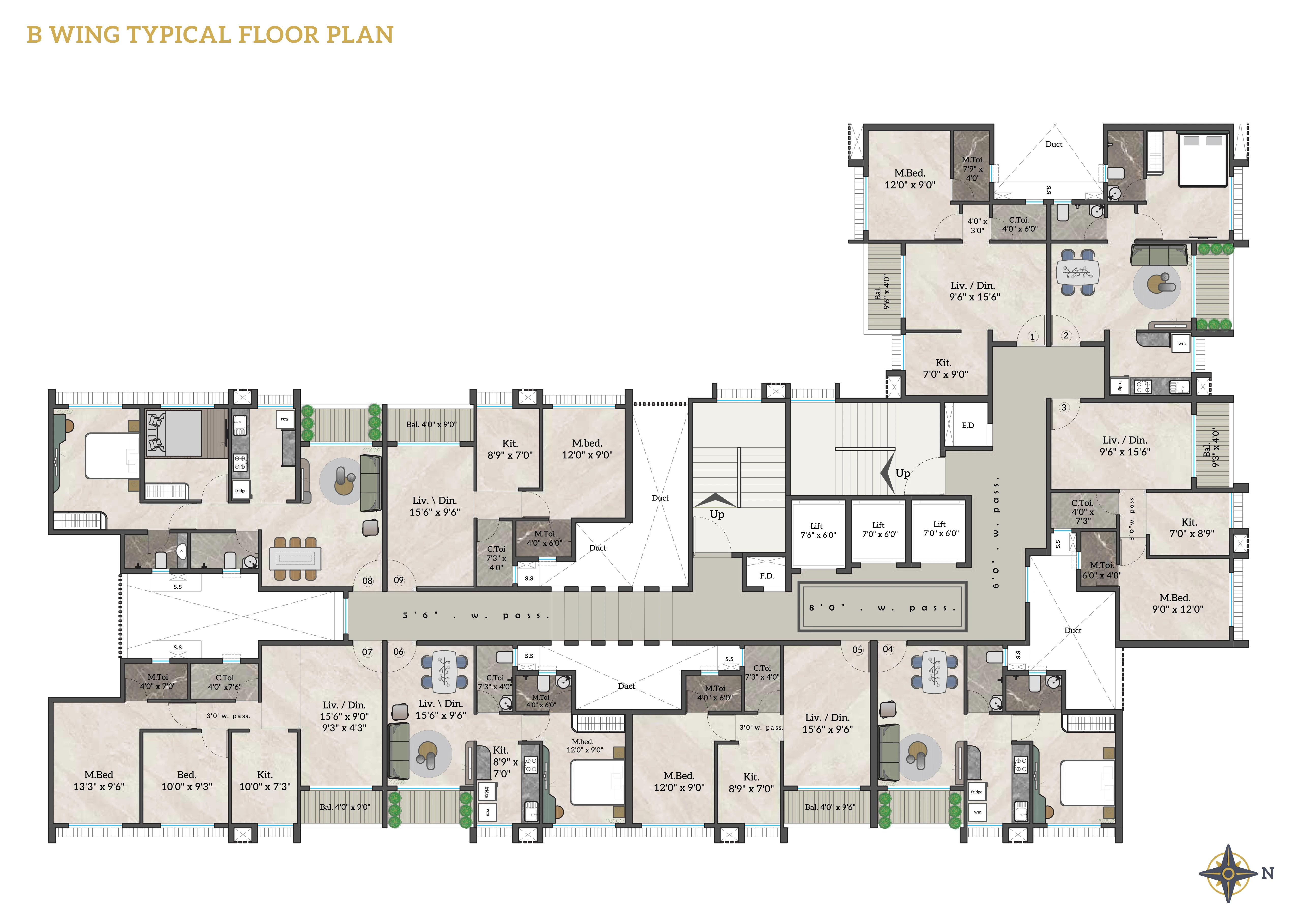 Siddhivinayak Signature City B Wing Typical Floor Plan