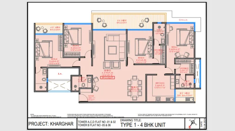 The Domus Sector 2 Kharghar 4 BHK Layout Plan