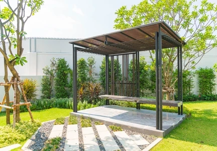 Landscaped garden and gazebo sitout
