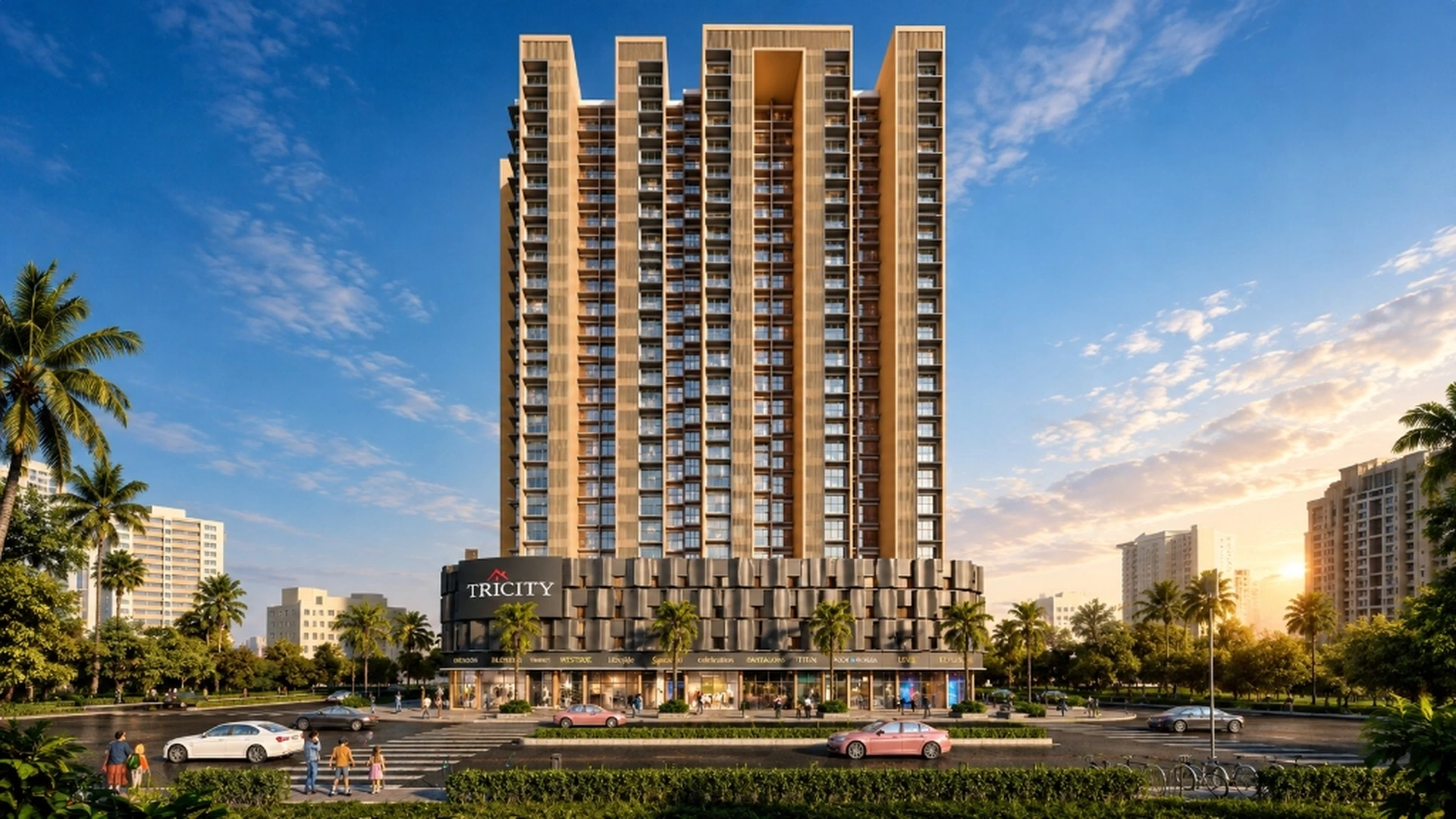 High-rise luxury residential tower elevation